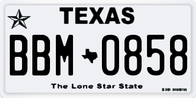 TX license plate BBM0858