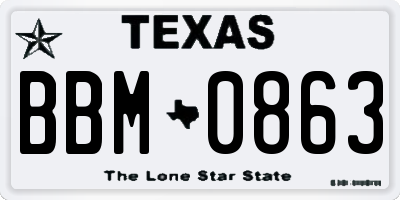 TX license plate BBM0863