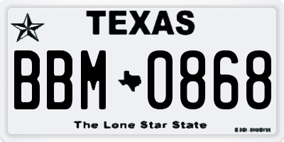 TX license plate BBM0868