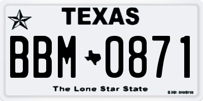 TX license plate BBM0871