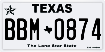 TX license plate BBM0874