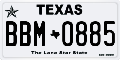 TX license plate BBM0885