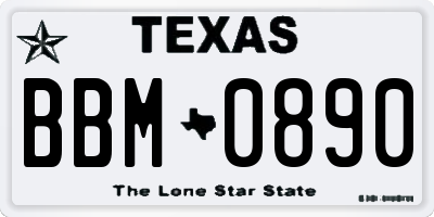 TX license plate BBM0890