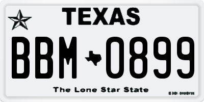 TX license plate BBM0899