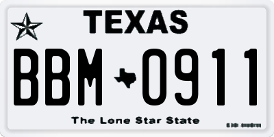 TX license plate BBM0911