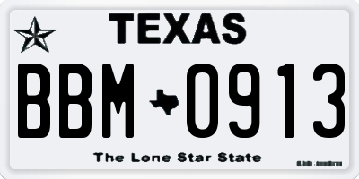 TX license plate BBM0913
