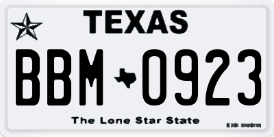 TX license plate BBM0923