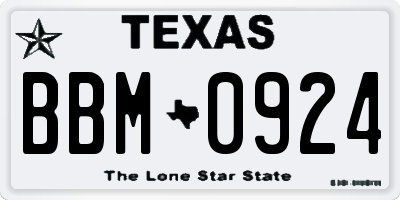 TX license plate BBM0924