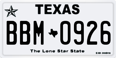TX license plate BBM0926