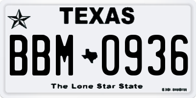 TX license plate BBM0936