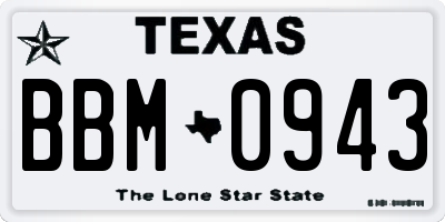 TX license plate BBM0943