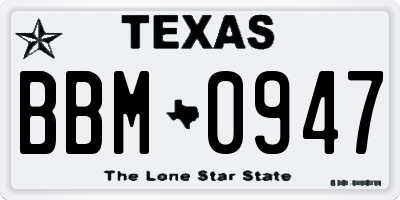 TX license plate BBM0947