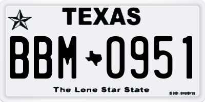 TX license plate BBM0951