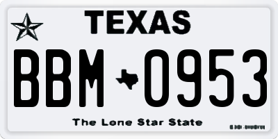 TX license plate BBM0953