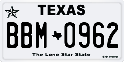 TX license plate BBM0962