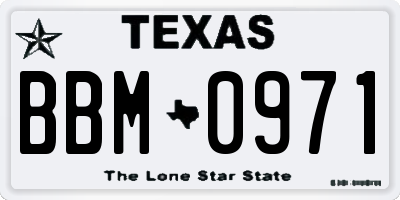 TX license plate BBM0971