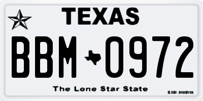 TX license plate BBM0972