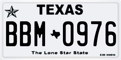 TX license plate BBM0976