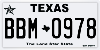 TX license plate BBM0978