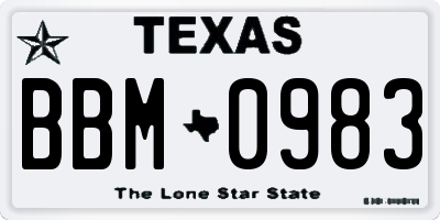 TX license plate BBM0983