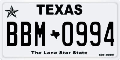 TX license plate BBM0994