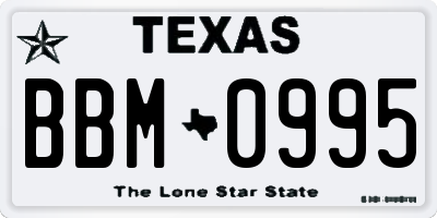 TX license plate BBM0995