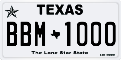 TX license plate BBM1000