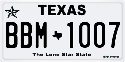 TX license plate BBM1007