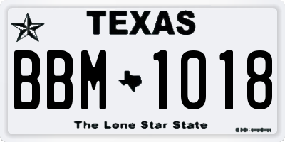 TX license plate BBM1018