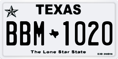 TX license plate BBM1020