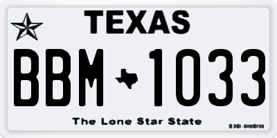 TX license plate BBM1033