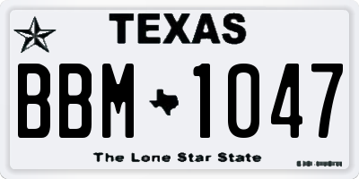 TX license plate BBM1047