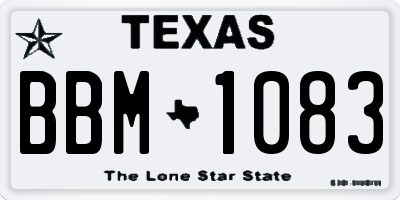 TX license plate BBM1083