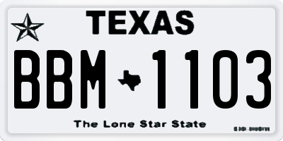 TX license plate BBM1103