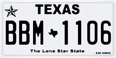 TX license plate BBM1106