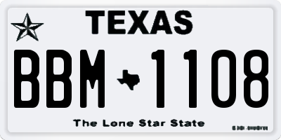 TX license plate BBM1108