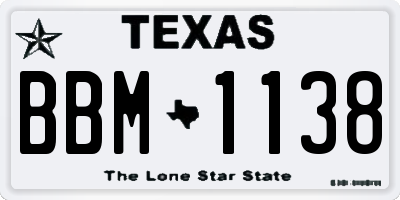 TX license plate BBM1138