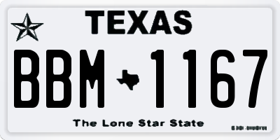 TX license plate BBM1167
