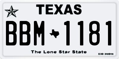 TX license plate BBM1181