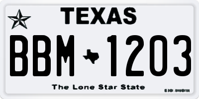 TX license plate BBM1203