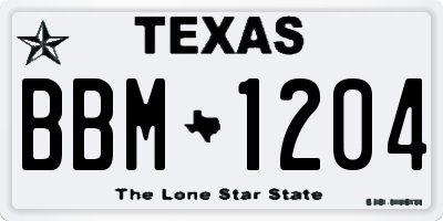 TX license plate BBM1204