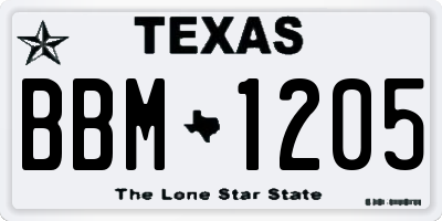 TX license plate BBM1205
