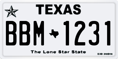 TX license plate BBM1231