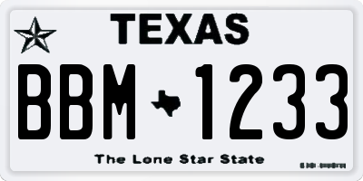 TX license plate BBM1233