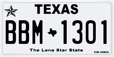 TX license plate BBM1301