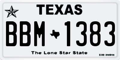 TX license plate BBM1383