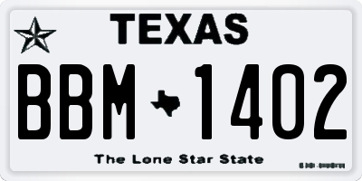 TX license plate BBM1402