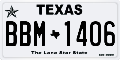 TX license plate BBM1406