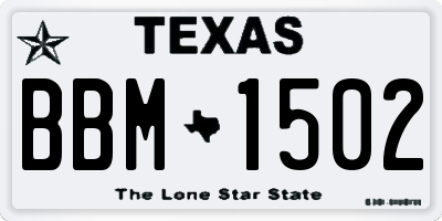 TX license plate BBM1502