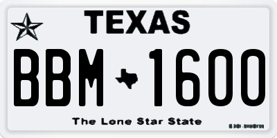 TX license plate BBM1600